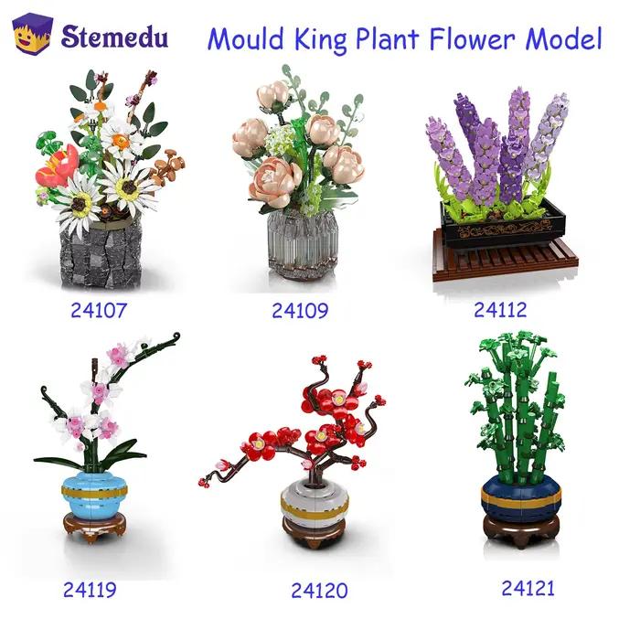 MOULD KING Bouquet de fleurs en blocs de construction Orchidée Bambou Chrysanthème Fleur de prunier 24107 24109 24112