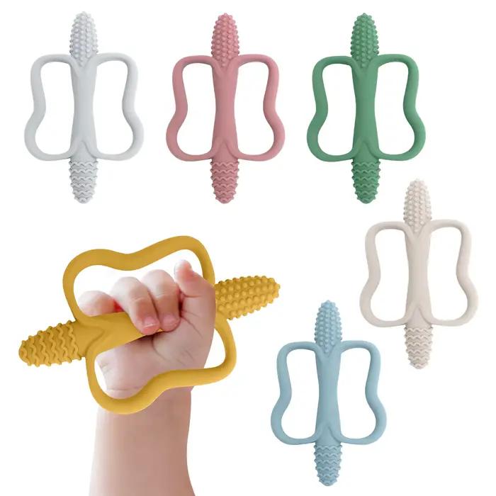 Anneau de dentition en silicone de qualité alimentaire pour bébés, poignées faciles à saisir, thème animaux et nature, pour les moments de jeu et de stimulation cognitive