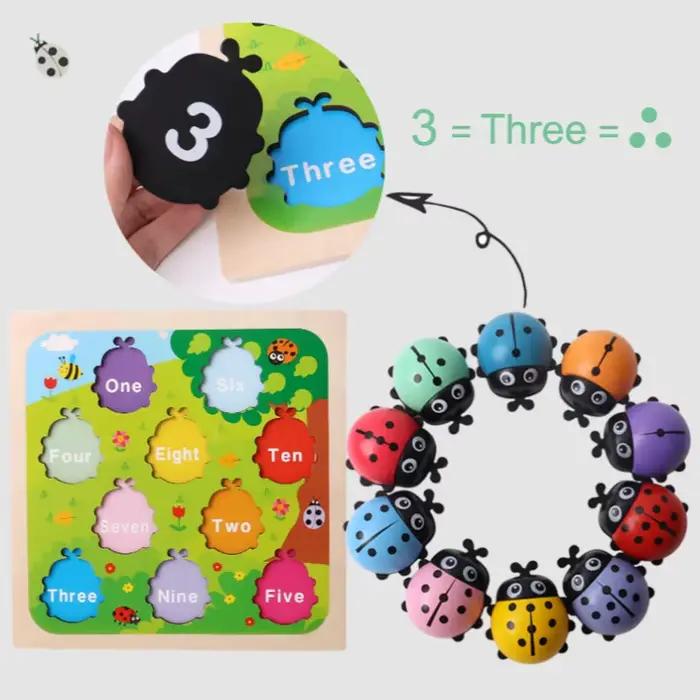 Jeu de comptage avec bâtonnets en forme de coccinelle