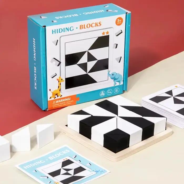 Bricolage en bois cacher Puzzle jouets Montessori pensée logique formation blocs cachés jeux de société