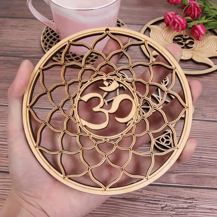 Panneau Mural en Bois en Forme de Fleur de Vie de 14cm