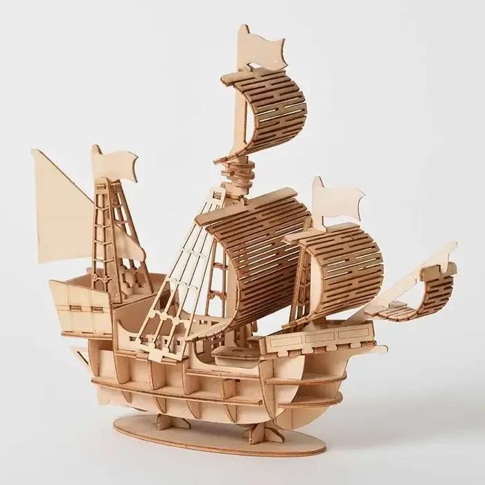 Jouets de bateau à voile 3D Puzzle en bois modèle d'assemblage artisanat bois décoration bureau enfant DIY occasions spéciales