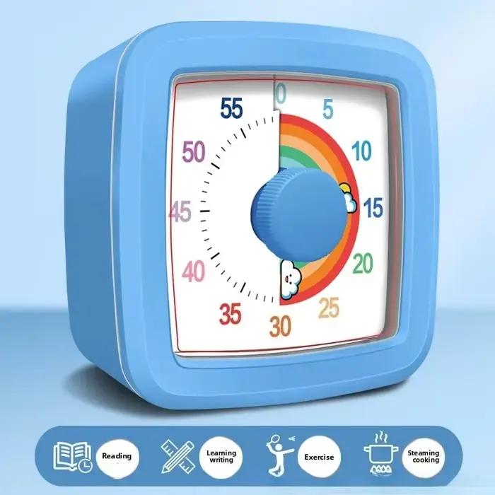 Minuteur visuel pour enfants, outil de gestion du temps, veilleuse, réveil ultra silencieux, compte à rebours numérique de 60 minutes