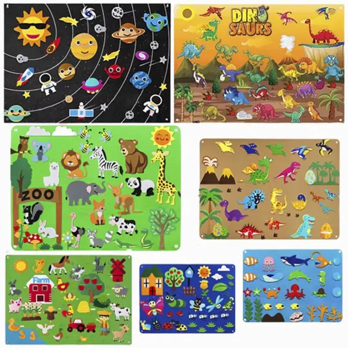Planche d'histoire en feutre animaux de ferme, livre de contes de ferme, puzzle interactif Montessori, jeu d'éducation précoce, décoration murale pour enfants occasions spéciales
