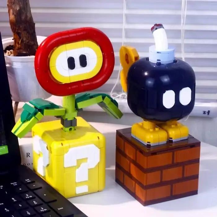 Nouveau 2025 MOC Mario Chomper plante modèle ajustement flamme fleur assemblé bloc de construction brique enfants