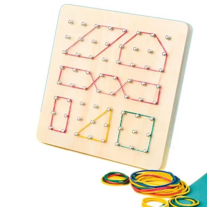 Montessori bébé jouet créatif graphique cravate en caoutchouc planches à ongles avec cartes éducatio