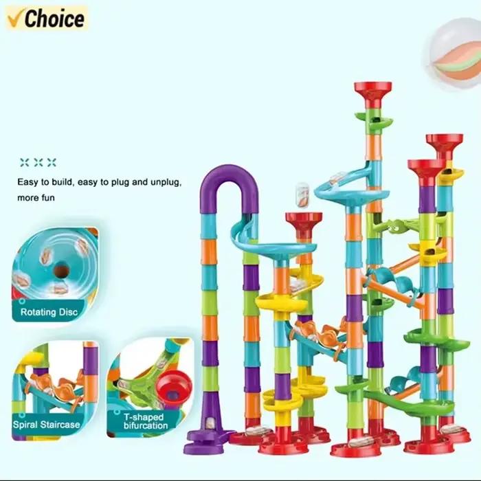 Construction marbre course piste de course blocs de Construction bricolage enfants 3D labyrinthe balle rouleau jouets enfants cadeau de noël 45/93/113/142 pièces ensemble