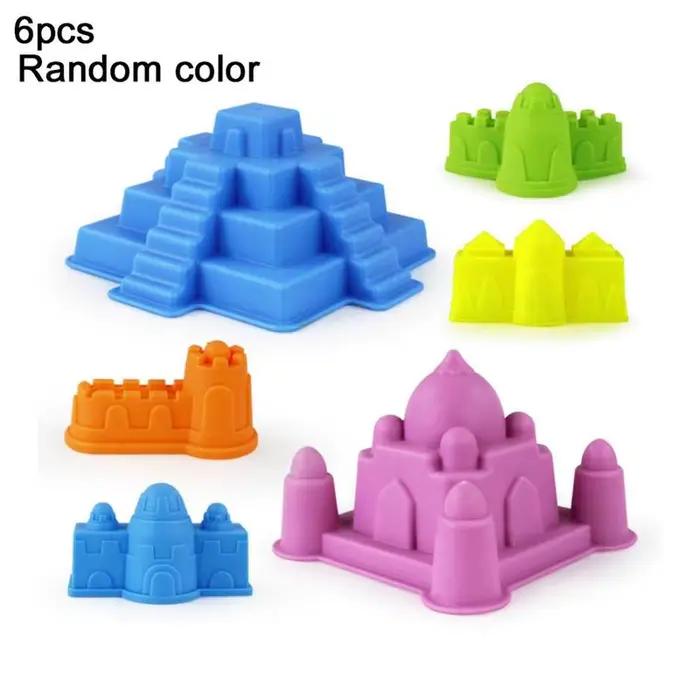 6 Pièces/Ensemble – Nouveaux Jouets Créatifs de Construction en Sable et Argile : Château, Pyramide