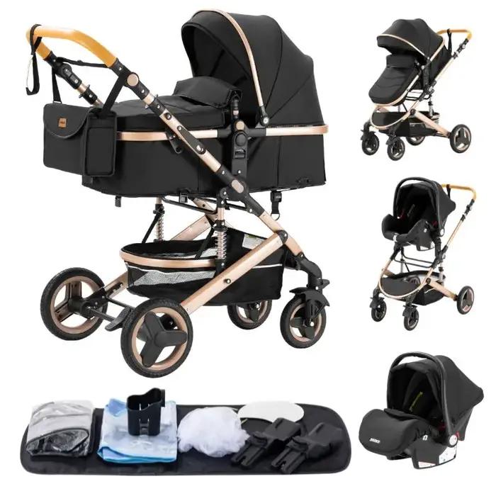 Poussette Bébé Luxe 3-en-1 Portable
