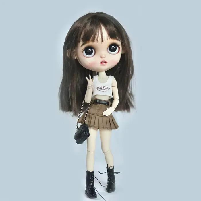 T-shirt imprimé Blythe Butter, jupe en jean avec ceinture, vêtements de poupées, accessoires, OB24,