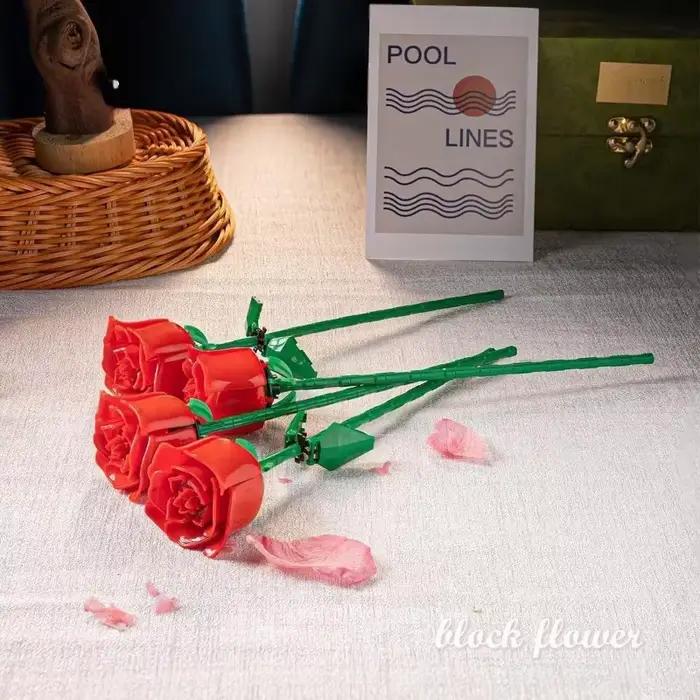 Jouet de bloc de construction de Rose de fleur éternelle