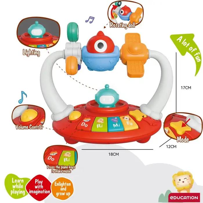 Jouets de piano musical rotatif pour bébé avec son doux, clavier éducatif pour enfants de 3 à 6 ans, jouet musical pour le développement sensoriel et la coordination œil-main