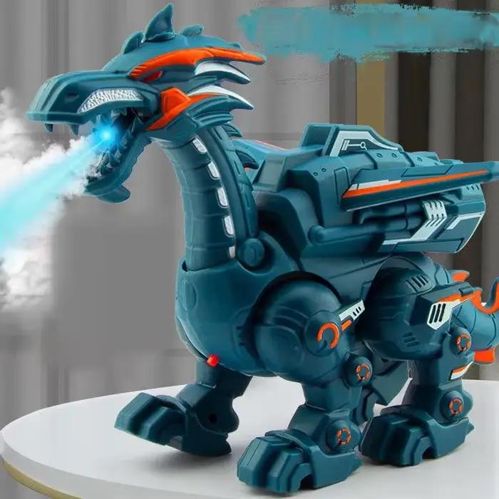 Simulation de feu mécanique dinosaure, pulvérisation d'eau, lumière fraîche, électrique, divertissement pour enfants, modèle de Puzzle, jouets pour garçons, cadeaux