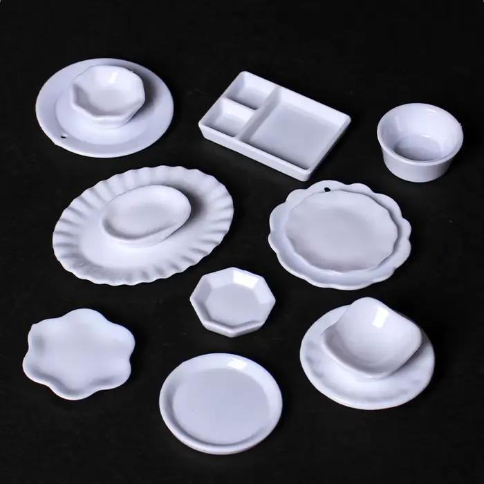 Ensemble de plateaux et assiettes de Simulation pour maison de poupée, 5 pièces, Mini vaisselle de c