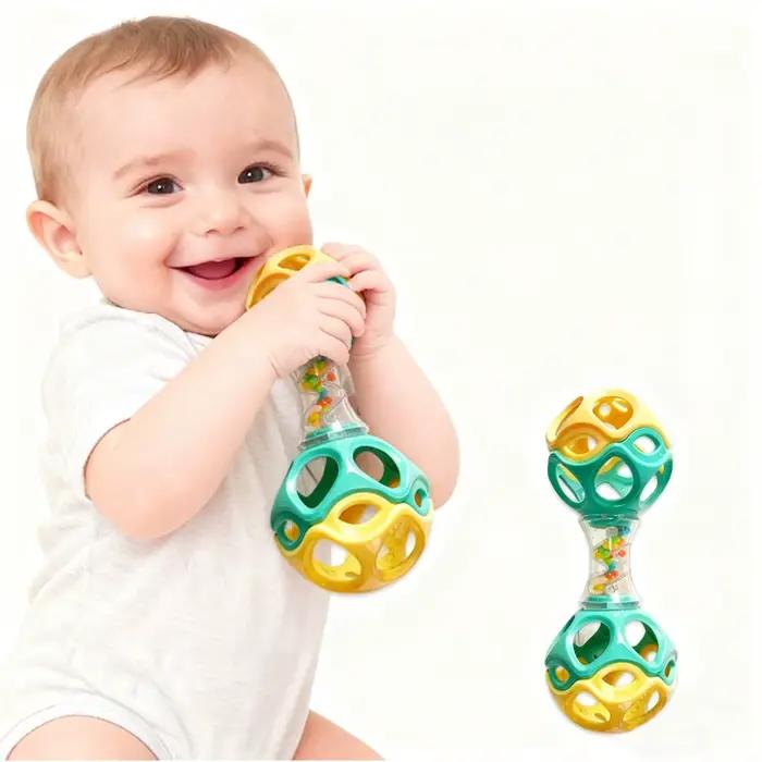 Jouet de dentition et de préhension pour bébé, boule à hochet en caoutchouc souple pour le développement sensoriel, cadeaux idéaux pour les nouveau-nés