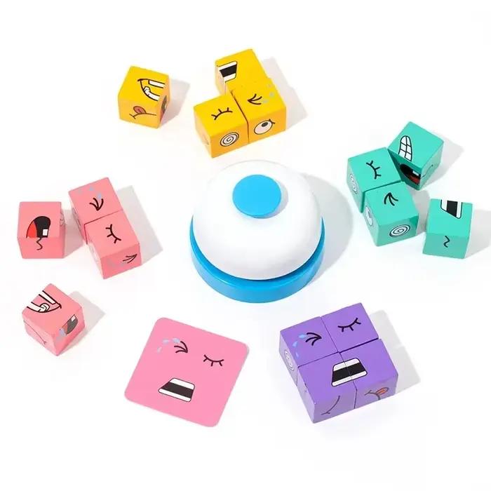 Blocs de construction à changement de visage Cube Puzzle en bois jeu de Table de combat pour enfants développement cognitif et créatif occasions spéciales
