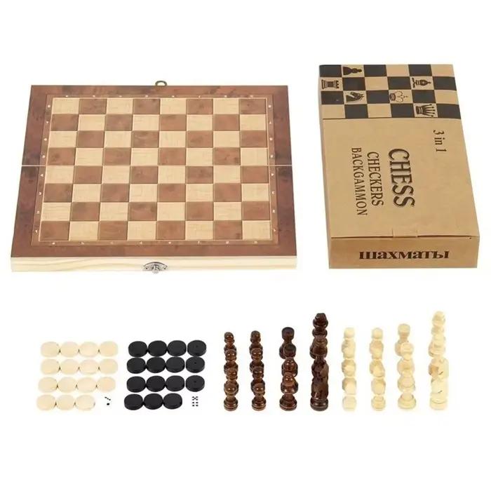 Jeu d'échecs, de backgammon et de dames 3-en-1