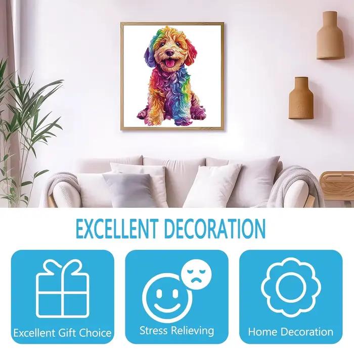 Puzzle en bois coloré avec chien de dessin animé, jouets de puzzle de haute difficulté, entraînement à la concentration pour adultes, cadeaux d'anniversaire de Noël