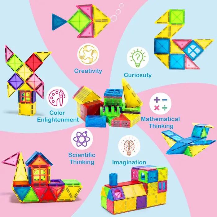Blocs de Construction magnétiques, ensemble de Construction, jouet éducatif sensoriel Montessori pour enfants de 3 ans et plus, cadeaux pour garçons et filles