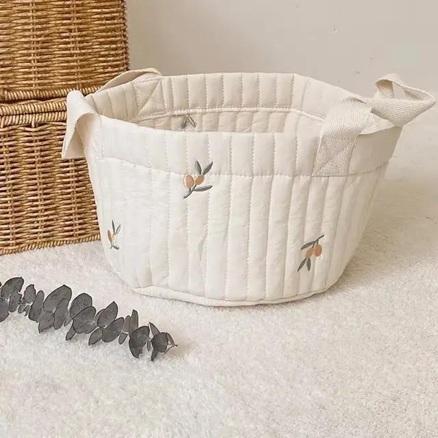 Sac de rangement de jouets pour bébé brodé d'ours multi-usages pour salon organisation jouets nouveau-né couches et conservation du lait maternel