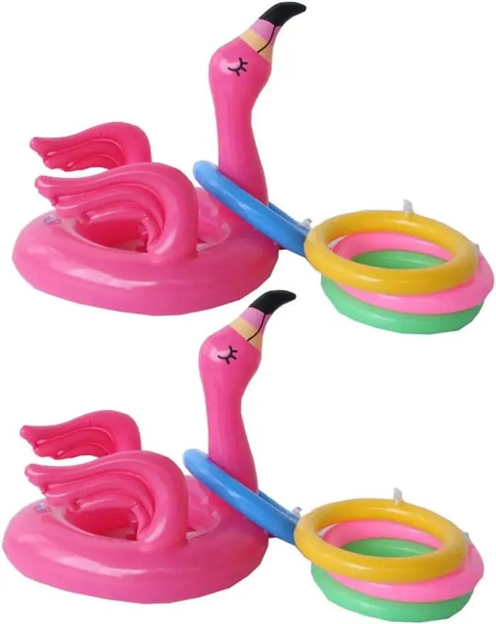 Anneau de flamant gonflable rose, jouets de jeu de lancer, anneaux de jeu de lancer et anneaux gonflables de couleur aléatoire