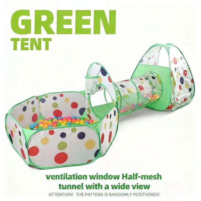 Tente de jeu pour enfants, piscine à balles, tunnel de jeu, tente triangulaire, motif à pois, maison