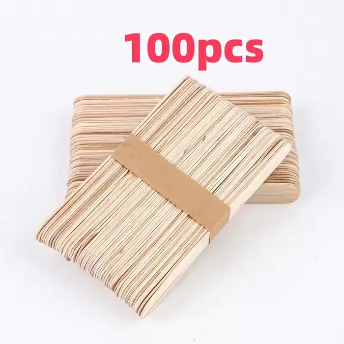 100 bâtonnets en bois pour glaces, cuillères à glace, outils d'artisanat et de décoration de gâteaux, bâtonnets en bois DIY