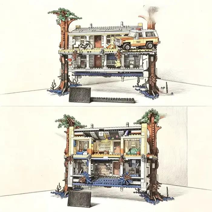 La Série de Films Classiques : La Maison Réversible, Figurine de Construction Puzzle de 2287 Pièces – Parfait pour les cadeaux de fêtes.