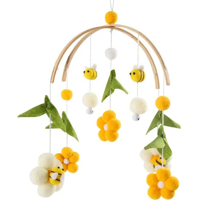 Hochet en bois pour bébé de 0 à 12 mois, Mobile sur le lit, boîte à musique, cloche de lit, jouets suspendus