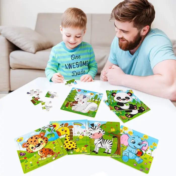 Puzzles en bois SUNVERY animaux 6 pièces pour enfants de 3 4 5 ans éducatifs jouets dessin animé occasions spéciales famille jouets éducatifs pour garçons et filles