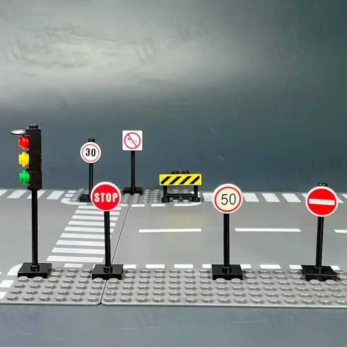 Blocs de Construction de Panneau de Signalisation Routière de Ville Jouets pour Enfants et Adultes Créativité Éducative Occasions Spéciales