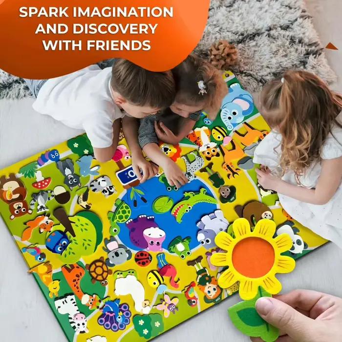 Ensemble de planches d'histoire en feutre d'animaux de ferme kit de jeu interactif d'apprentissage précoce puzzle mural suspendu jouets cadeau pour tout-petits occasion spéciale