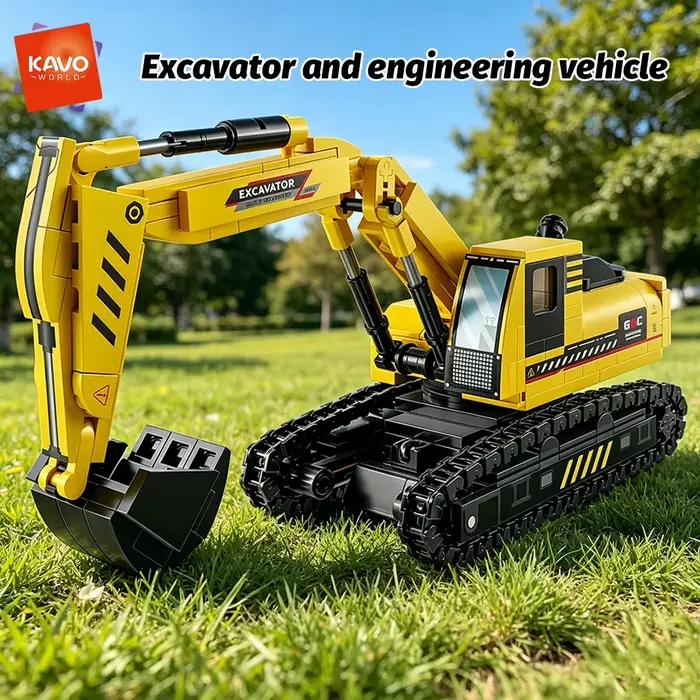 KAVOWORLD 405 pièces, excavateur, camion de construction, blocs de construction, briques éducatives, kit de modèles, véhicules d'ingénierie, jouets, cadeau de vacances
