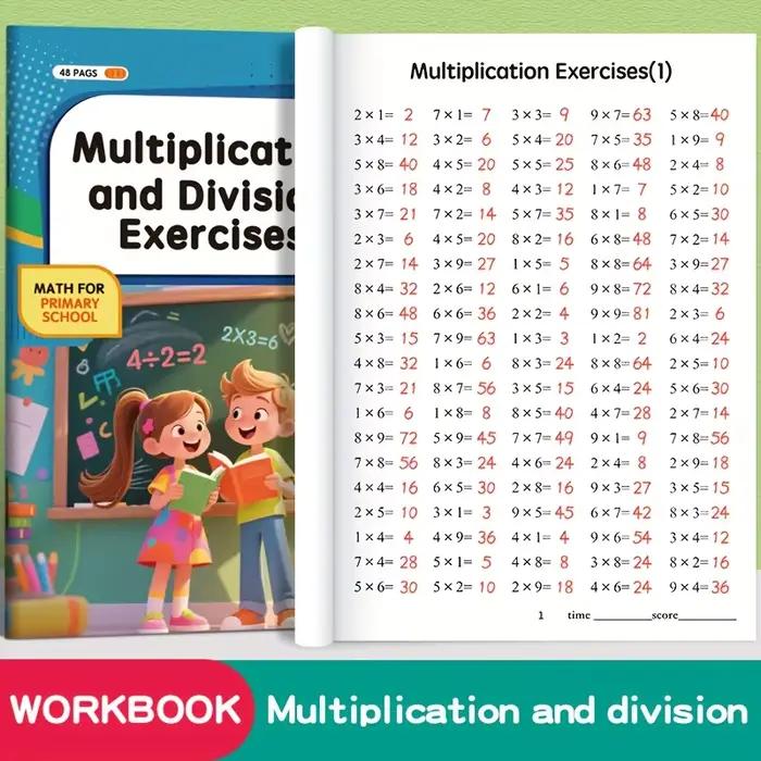 Cahier de travail sur la table de multiplication pour enfants version anglaise cahier de pratique de la multiplication et de la division 9x9 cartes flash mathématiques pour enfants occasions spéciales rentrée scolaire cadeau de Noël