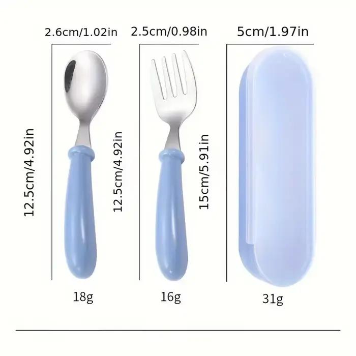 Couverts en acier inoxydable pour enfants 3-6 ans boîte adaptée apprendre à manger occasions spéciales bleu rose vert