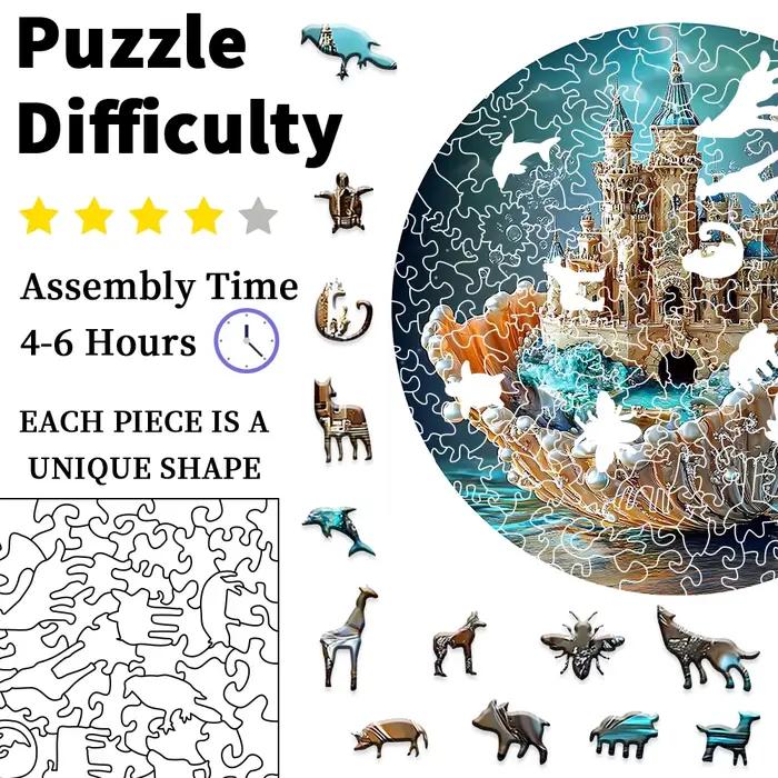 "Puzzle en bois de château de coquillage fait à la main" | Compensé durable