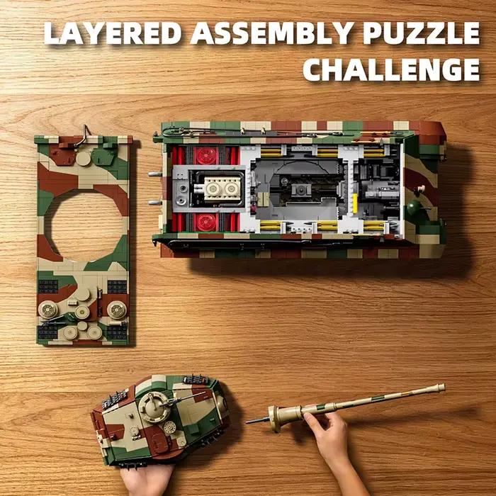 King Tiger 2 - Blocs de Construction de Char Lourd - Briques d'Assemblage de Véhicule Blindé - Jouet Éducatif - Cadeaux de Noël et de Nouvel An pour Adultes 97036