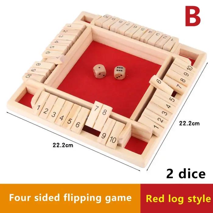 Jeu de société Shut The Box à 10 chiffres sur quatre faces