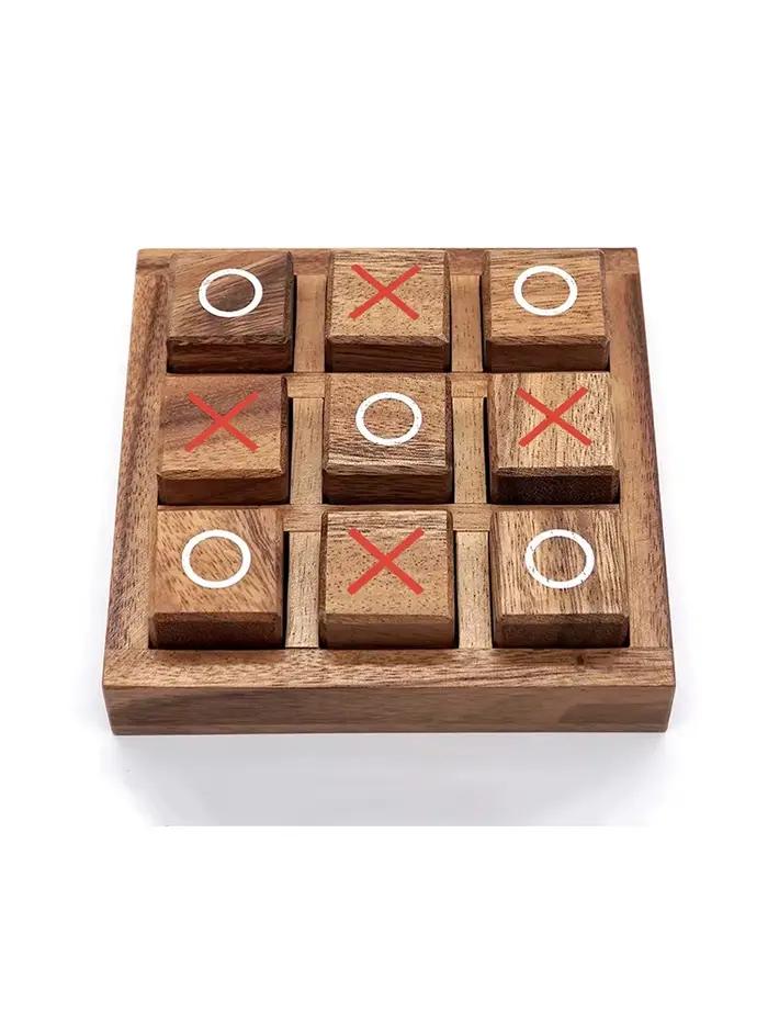 Jeux de société de stratégie de table classiques en bois Tic Tac Toe