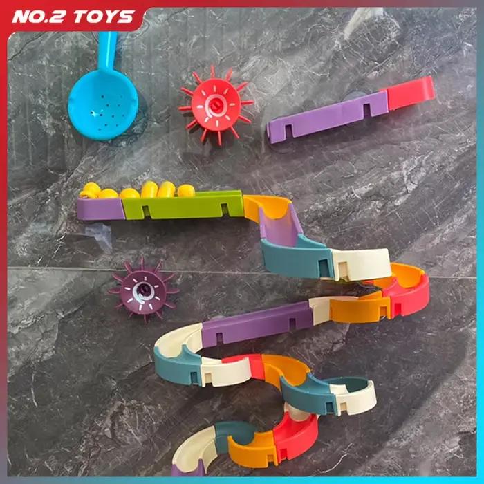 Assemblage piste balle toboggan bébé ventouse enfants bricolage jouet de bain pour baignoire et jeux d'eau occasions spéciales enfants jouets de bain développement moteur