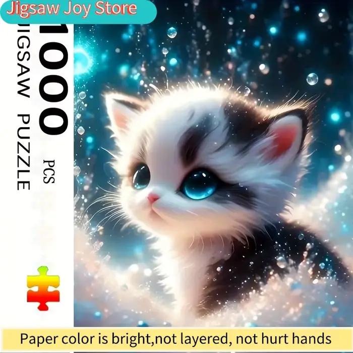 Grand puzzle Adorable chaton aux yeux bleus étincelants jeu familial captivant casse-tête portable multicolore pour occassions spéciales