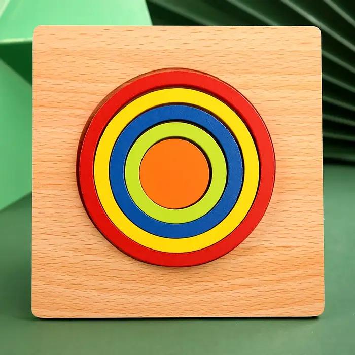 Haute qualité coloré 3D formes géométriques en bois Cognition Puzzles conseil jeu de mathématiques Montessori apprentissage éducatif pour enfants jouets