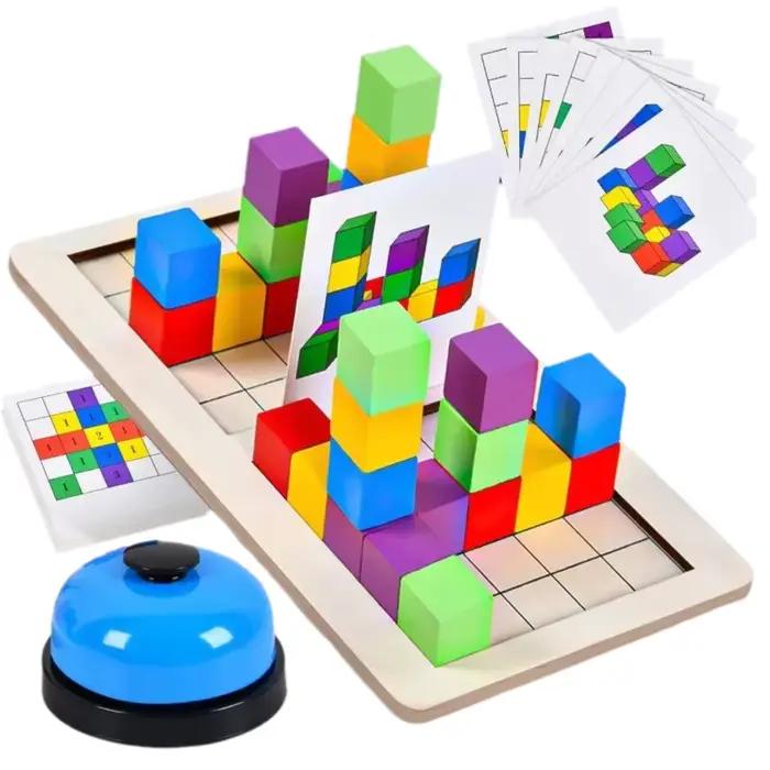 Ensemble de blocs de construction éducatifs en bois pour enfants