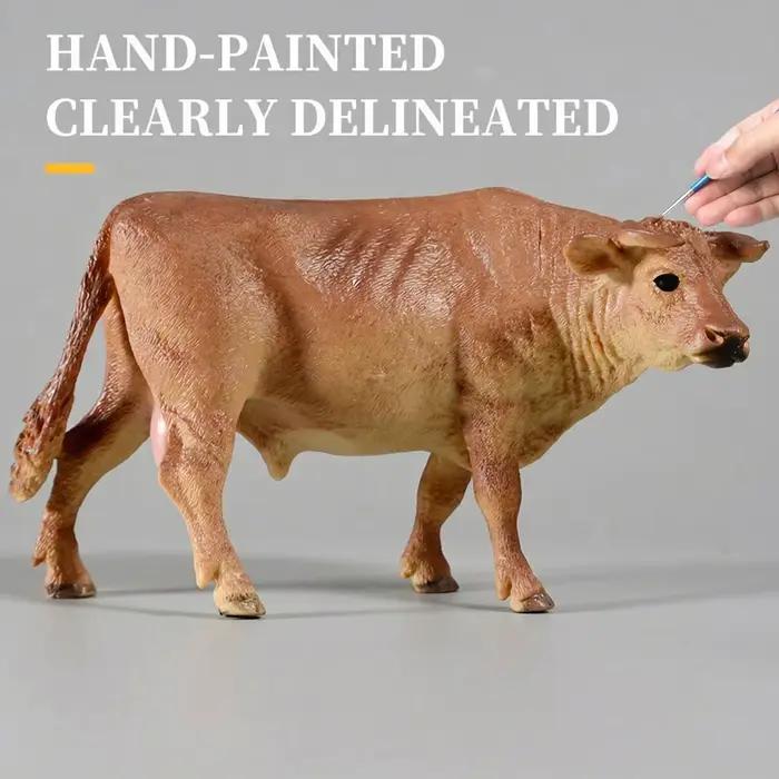 Ensemble d'animaux de ferme éducatifs de simulation - Figurines d'action de taureau, bovins et vaches mignons, jouet pour enfants, cadeau