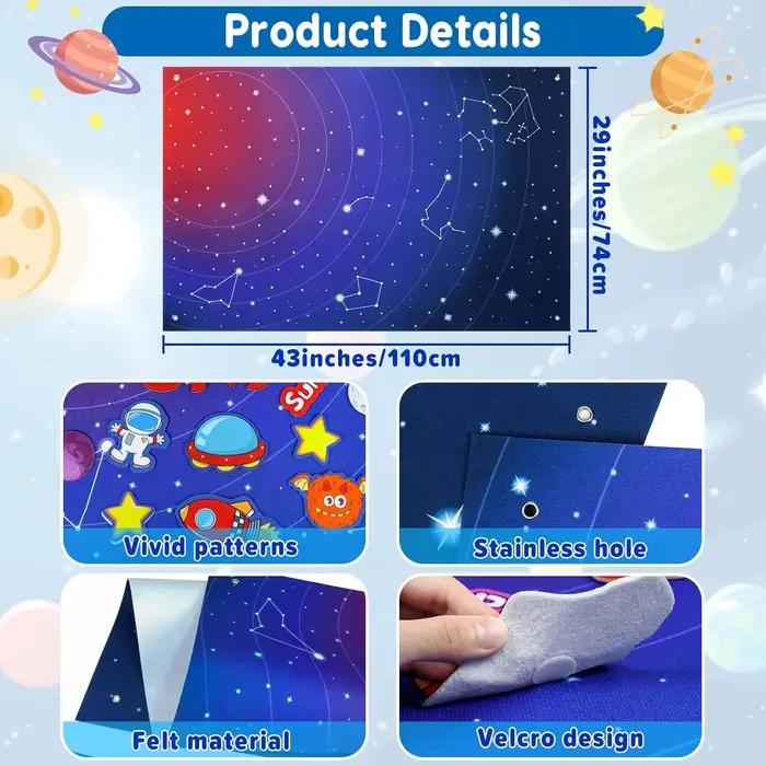 Planche en feutre Montessori, ensemble d'histoires, jouets pour activités d'apprentissage préscolaire, jouets de planche, décorations de fête de Cognition scientifique sur l'espace