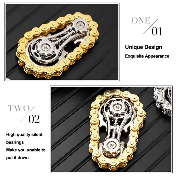 Pignons volant d'inertie gyroscope Fidget Spinner anti-stress anxiété chaînes de vélo en métal EDC