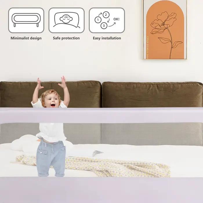 Barrière de lit portable pour enfants 180/200 x 65 cm, pliable et portable, barrière de sécurité ant