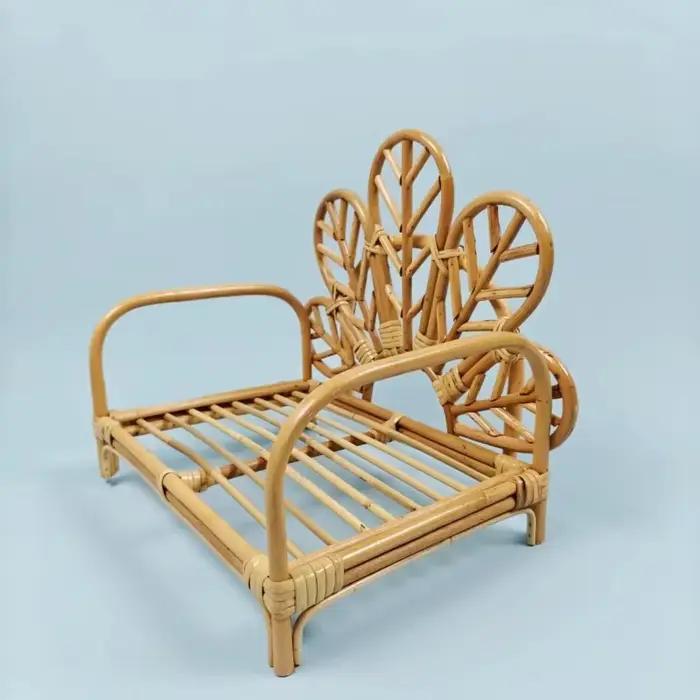 Meubles de photographie pour bébé, banc en rotin tissé à la main, chaise de paon à fleurs, lit en bambou pour garçon et fille, accessoires de séance photo pour berceau