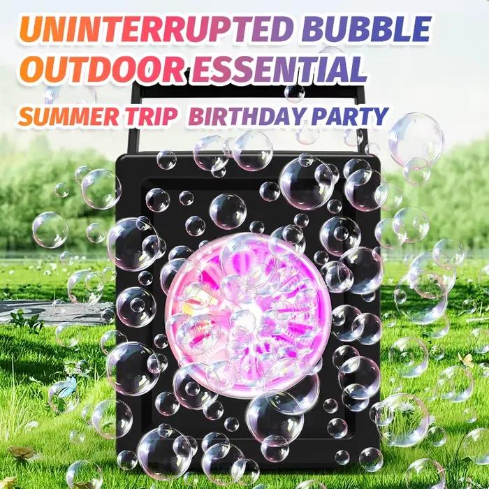 Machine à bulles KNYYSECQ en plastique ABS pour enfants 3-6 ans jouet d'anniversaire plein air sans batterie ni eau à bulles pour éveil sensoriel et apprentissage