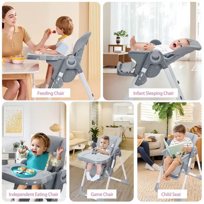 Chaise haute pour bébé, chaises hautes multifonctions pour nourrissons avec hauteur réglable et incl